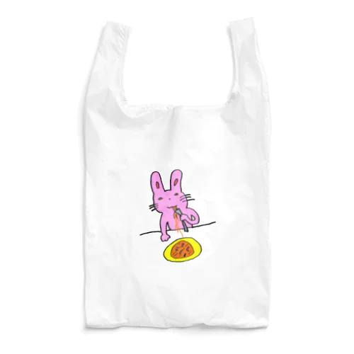 お絵描き「パスタ食べるウサギ」 Reusable Bag