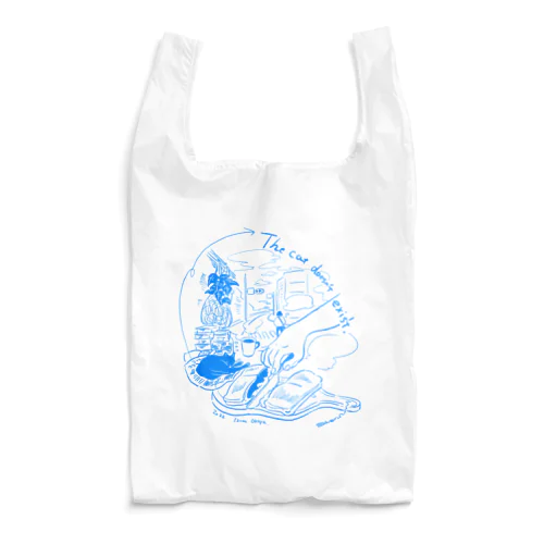 ホットサンドと架空の猫_青 Reusable Bag