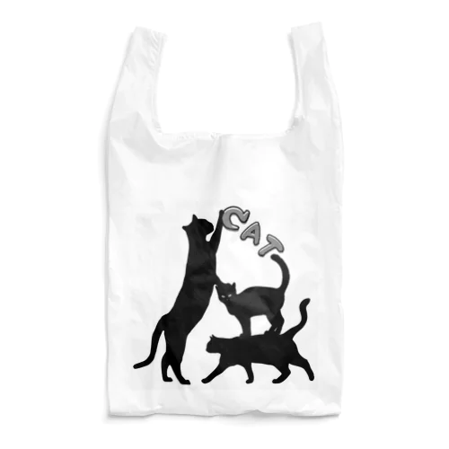 黒猫タワー(白黒) Reusable Bag