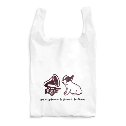 フレンチブルドッグと蓄音機 Reusable Bag