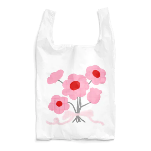ピンクと赤とチェックのブーケ Reusable Bag