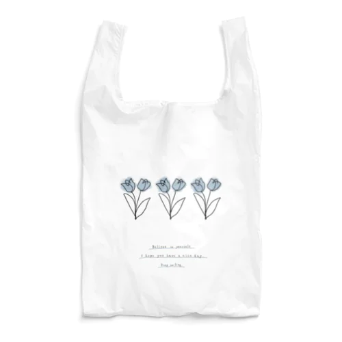  paint grayblue* line logo M message Reusable Bag