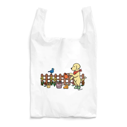 イエローラブラドールがガーデニング Reusable Bag