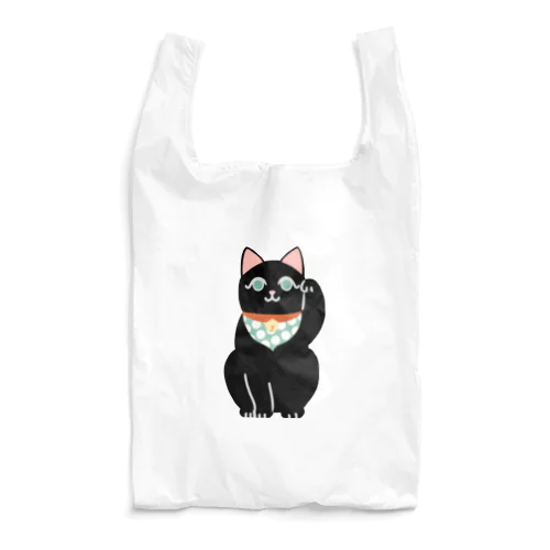 招き猫　黒 Reusable Bag