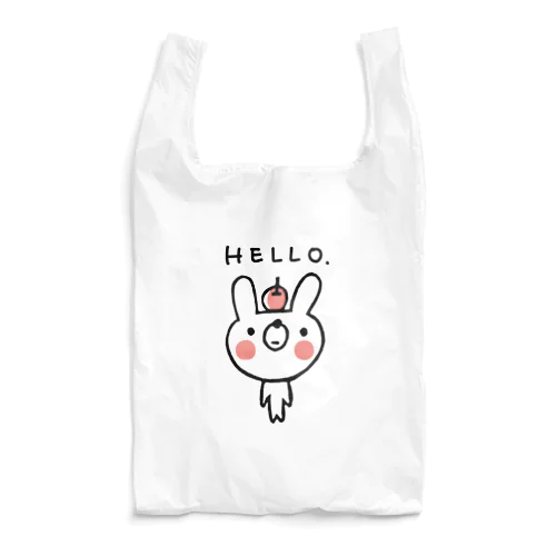 リンゴを頭にのせたウサギさん(黒) Reusable Bag