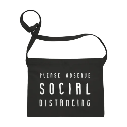 社会的距離を守ろう。 PLEASE SOCIAL DISTANCING 白 サコッシュ