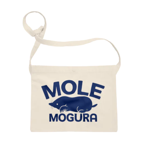 モグラ・青・横全体・MOGURA・MOLE・グッズ・イラスト・デザイン・土竜・動物・Tシャツ・トートバック・アイテム・かわいい・モグラグッズ・ステイホーム・土の中・穴掘り・土遊び・モグラ生活・オリジナル（C） サコッシュ