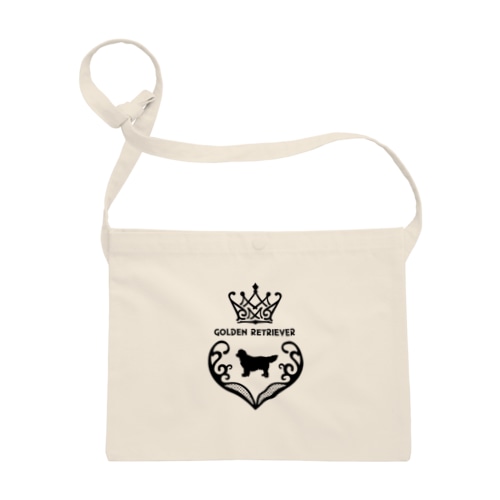 ゴールデンレトリバー　crown heart　onehappiness　black Sacoche