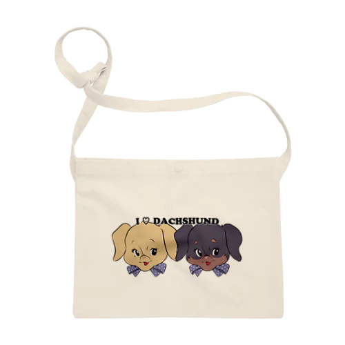 ダックスフンド-イエロー&ブラックタン「I♡DACHSHUND」 Sacoche