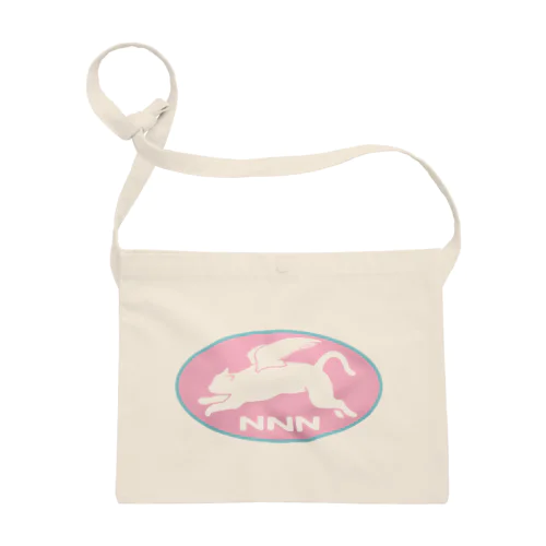 NNN（ねこねこネットワーク）ロゴっぽ。ピンク透明 サコッシュ