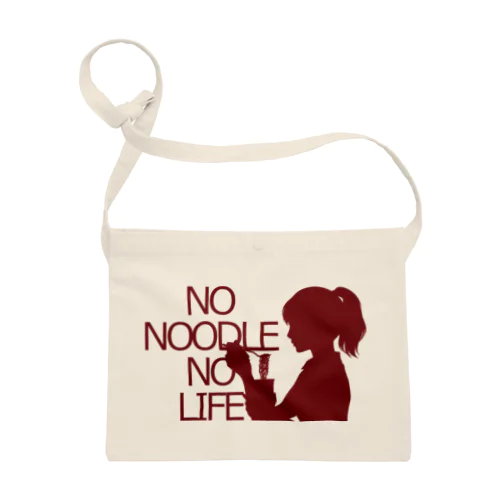 NO NOODLE  NO LIFE　赤 サコッシュ