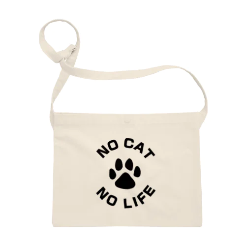 NO CAT NO LIFE 肉球 黒 バックプリント Sacoche