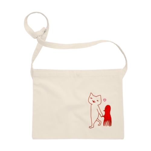 あいさつしろねこ(unique face) Sacoche