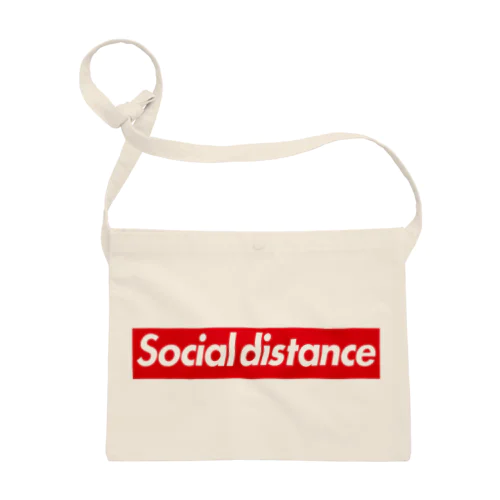 Social distance-ソーシャルディスタンス-赤BOXロゴ サコッシュ