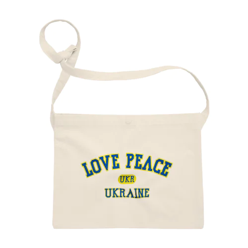 love Peace ウクライナ 青文字　カレッジロゴ風 サコッシュ