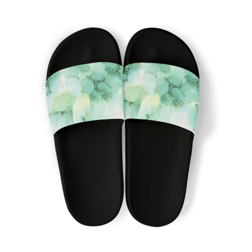 インクアート 緑の花 Sandals