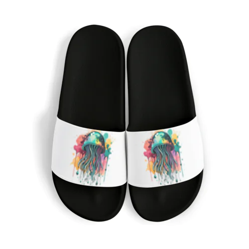 サイバーパンククラゲ　ミズクラゲ　水彩画スプラッシュ Sandals