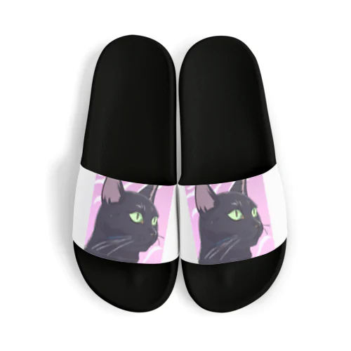 かっこいい黒猫3 Sandals