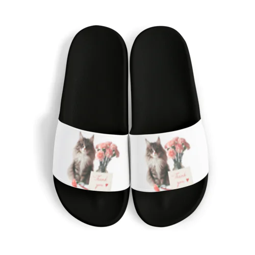 猫とカーネーション Sandals