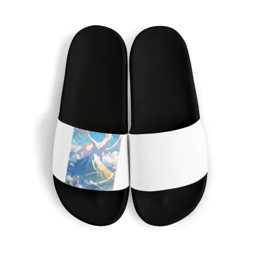 富士山と上り龍 Sandals