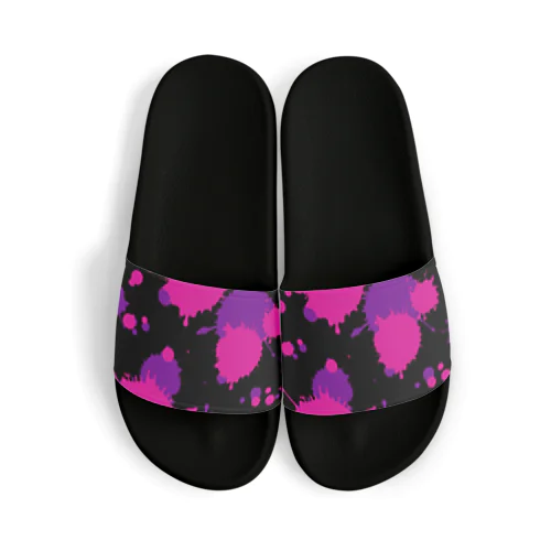 ピンク紫のしぶき_黒 Sandals