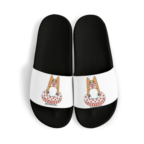 pomamomiko コーギー　Tシャツ WelshCorg Corgi 読書 Sandals