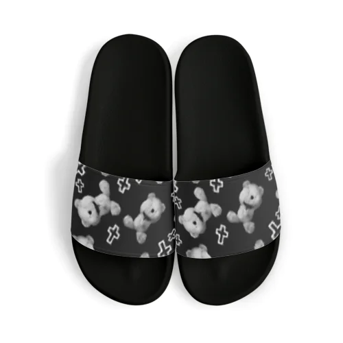 Peek-a-boo CROSS Teddy Monochrome Random Sandals