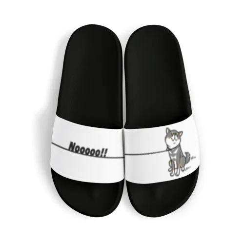 イヤイヤ柴犬（黒柴・white） Sandals