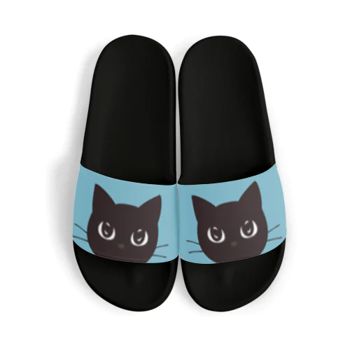 黒猫　青 Sandals