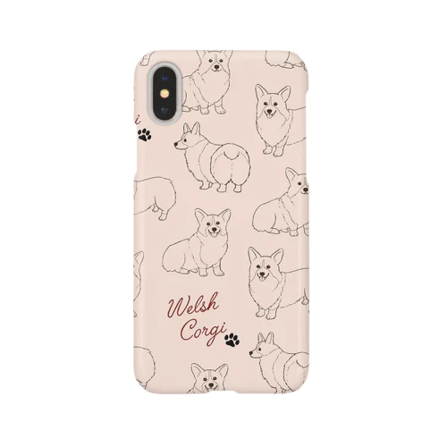 線画コーギー ピンク Smartphone Case