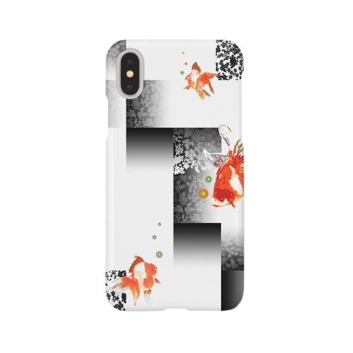 市松花柄に金魚 Smartphone Case
