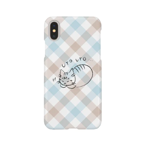 うとうと猫（ブルーチェック） Smartphone Case