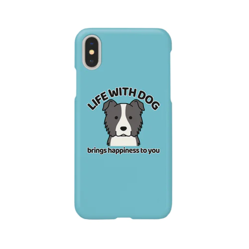 犬と共に（ボーダー）／ブルー Smartphone Case