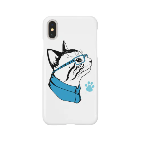 おしゃネコくんスマホケースのブルー Smartphone Case