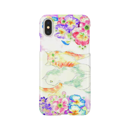 お花とねこ iPhone Smartphone Case