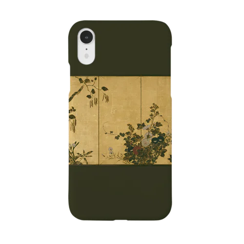 002-002　鈴木其一　『秋冬の花』　スマホケース　表側面印刷　iPhone XR/XSMax/8Plus/7Plus/6sPlus/6Plus専用デザイン　SC7 スマホケース