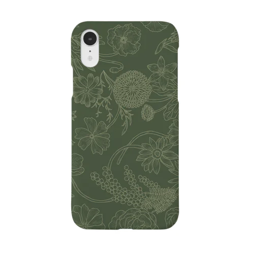 HappySpring花柄線画ver.（カーキ） Smartphone Case