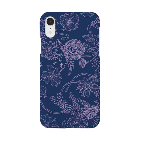 HappySpring花柄線画ver.（ネイビー） Smartphone Case