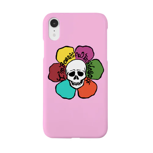 Hippie skull face  (babypink) スマホケース