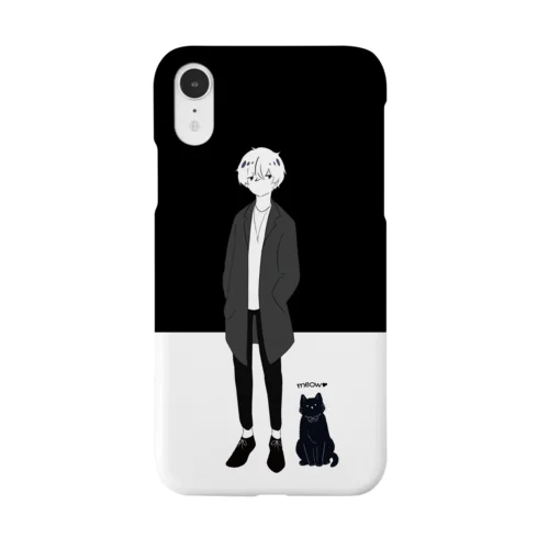 きりにゃんスマホケース / black & white Smartphone Case