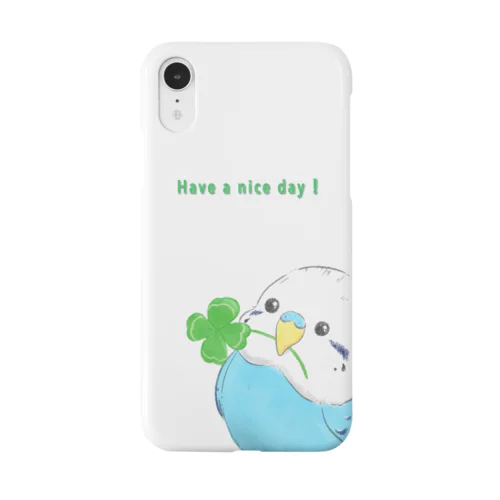 四つ葉と青インコちゃん（シンプル） Smartphone Case