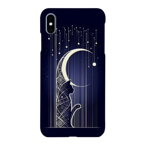 🌙『宇宙の猫と月』オリジナルデザインiPhoneケース🐾 - 鹿児島SUZURIアートショップ スマホケース