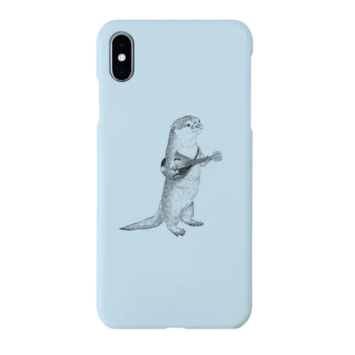 マンドリンを弾くカワウソ(ブルーグレー) iPhone Smartphone Case