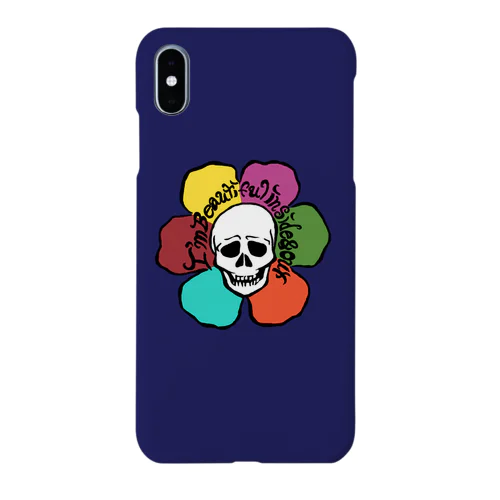 Hippie skull face (navy) スマホケース