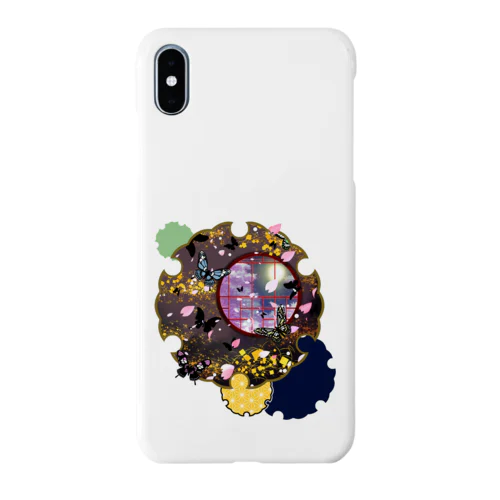 雪輪に夜桜蝶 Smartphone Case