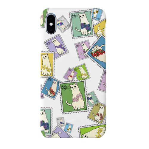 猫と花　切手風　スマホケース Smartphone Case