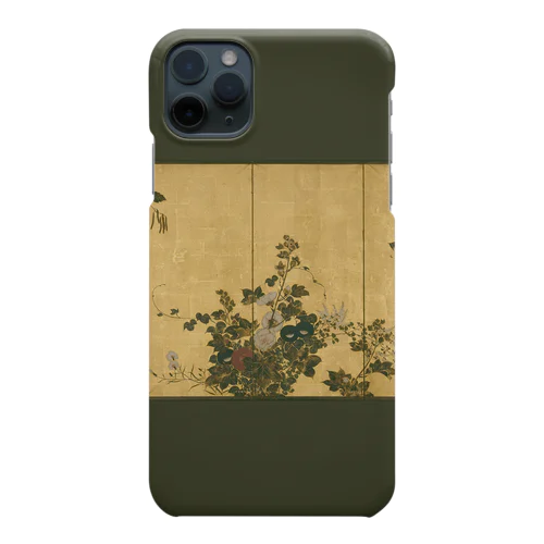 002-002　鈴木其一　『秋冬の花』　スマホケース　表側面印刷　iPhone 11/11ProMax専用デザイン　SC3 Smartphone Case