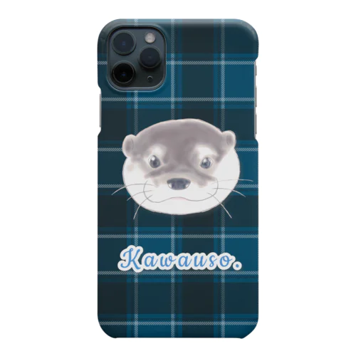 ゆるカワウソさん『ふぇいす』チェック ブルー コツメカワウソ Smartphone Case