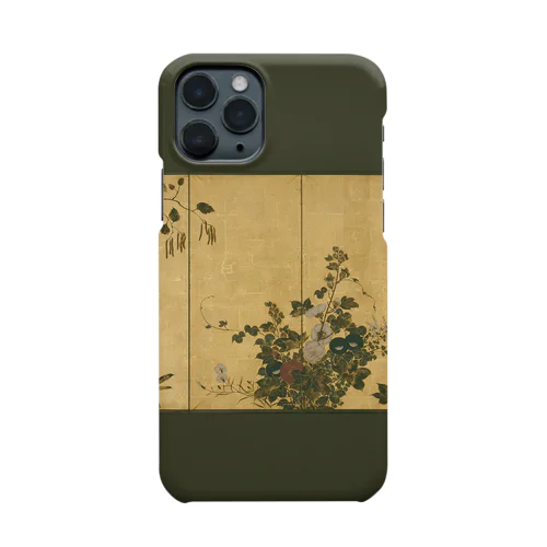002-002　鈴木其一　『秋冬の花』　スマホケース　表側面印刷　iPhone 11Pro専用デザイン　SC1 スマホケース