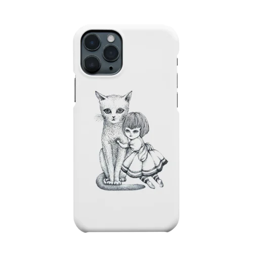 猫と少女 スマホケース